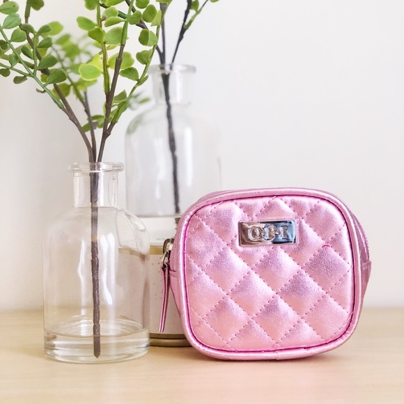 OPI Handbags - 🏷 NWOT O.P.I | Mini Pale Pink Metallic Makeup Bag